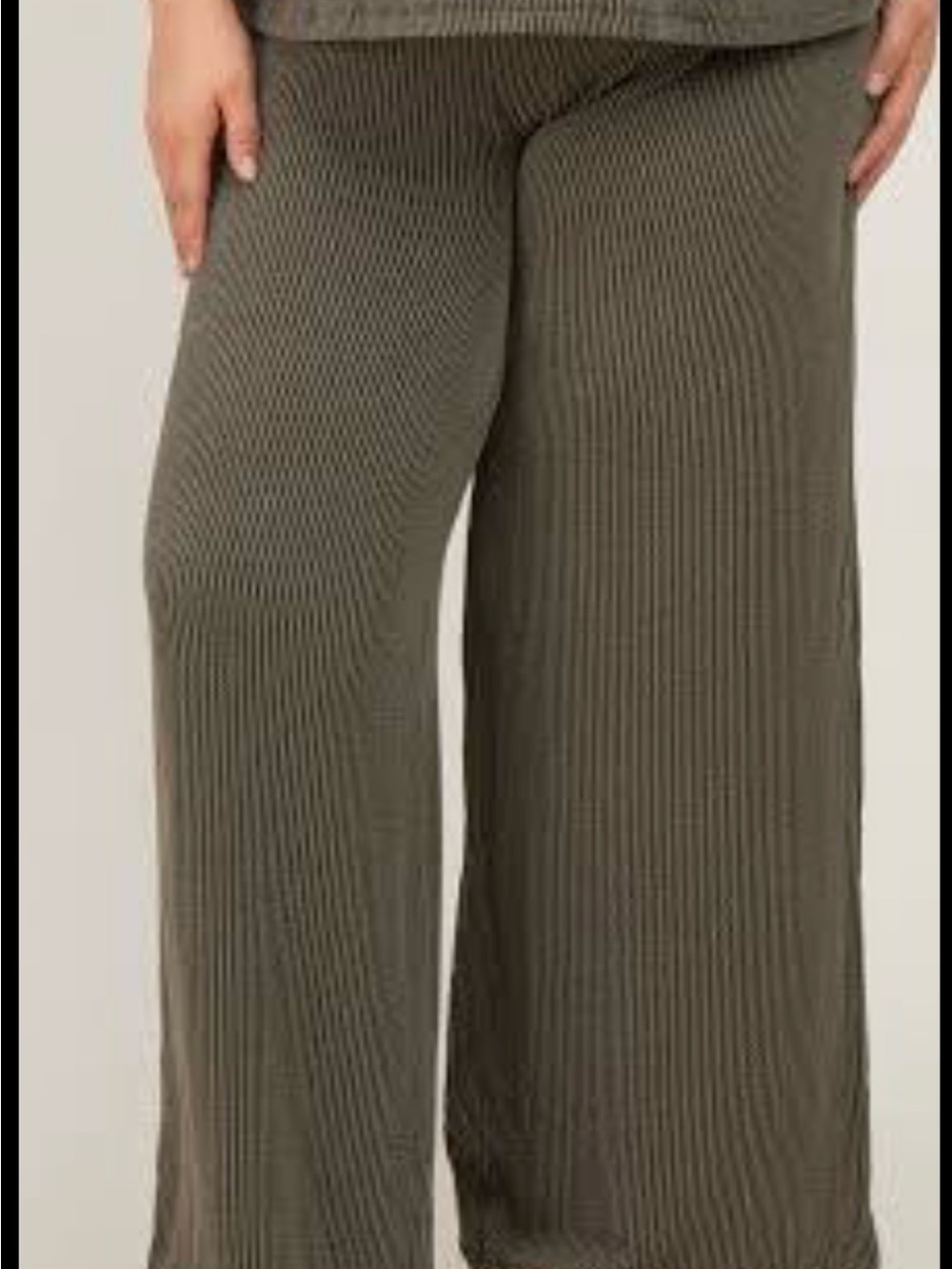 Women’s Ribbed Drawstring Pants - Olive Green